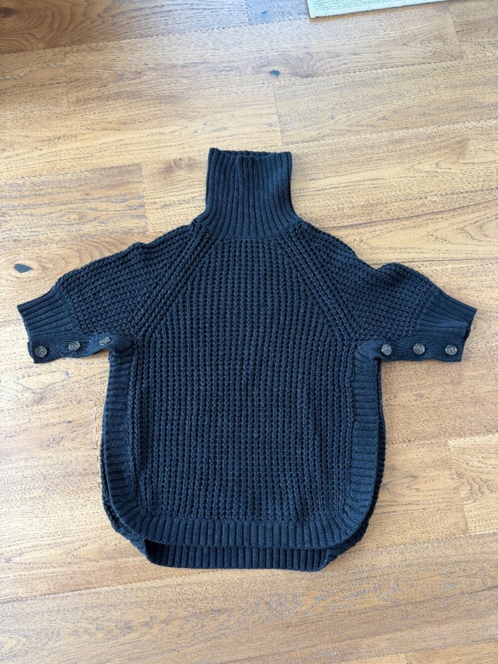 XS J Crew Cotton Blend Tunic Turtleneck Sweater, Black, Never Worn